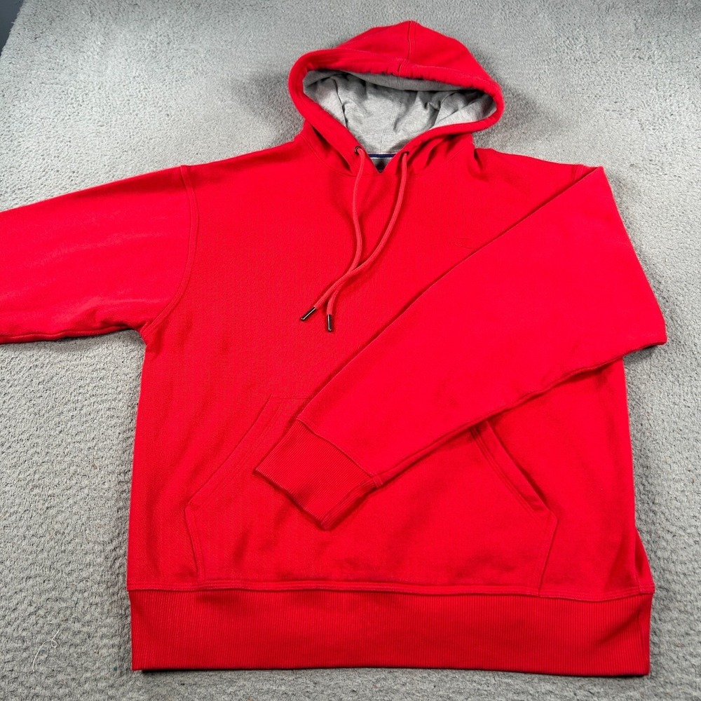 Champion Hoodie Men's Medium Red Sweatshirt Fleece Pullover Kangaroo‎ Pockets